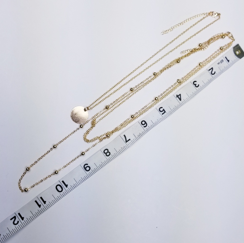 Multi Layer 2 Necklaces in One Gold Color - Picture 3 of 5